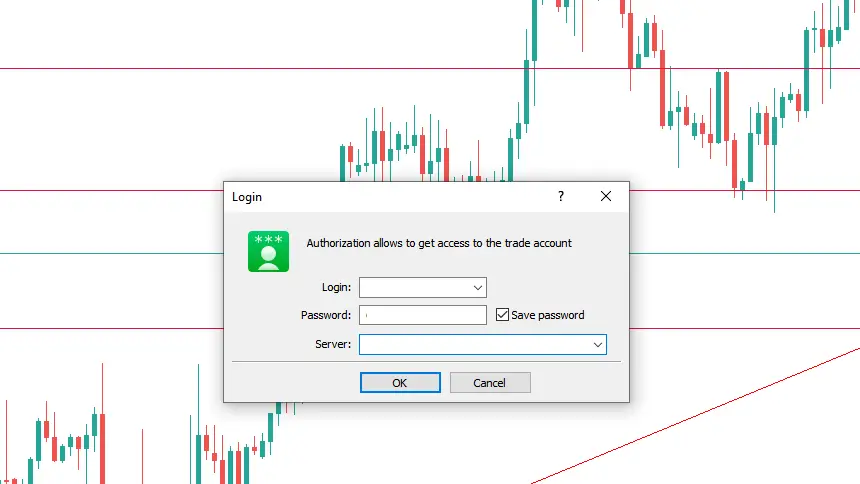 Form login untuk menghubungkan akun trading dengan software trading di fbs