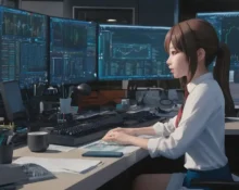 Seorang trader pemula sedang belajar panduan memulai trading forex melalui grafik di layar monitor.