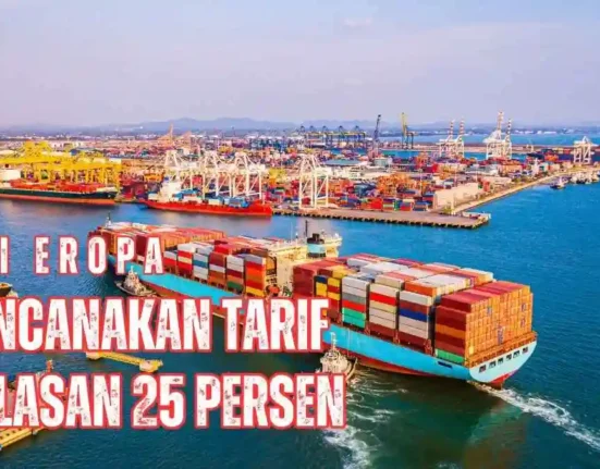 Uni Eropa rencanakan tarif balasan 25% terhadap AS, picu ketegangan dagang atas kebijakan tarif Trump.