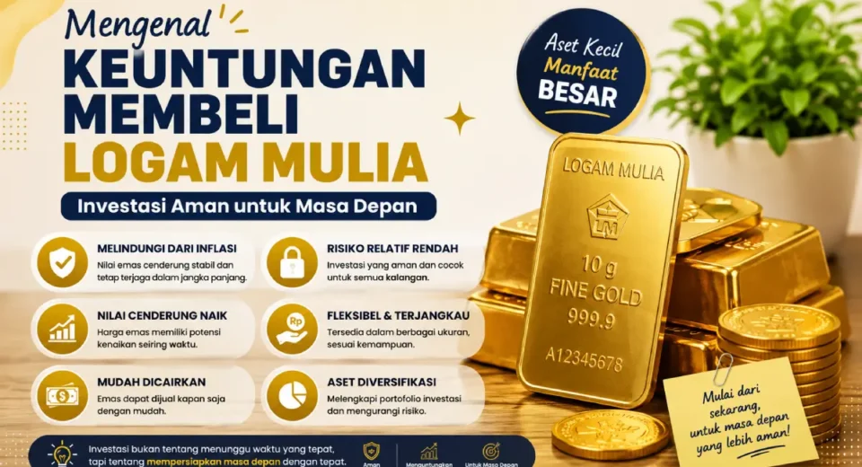 Pelajari keuntungan membeli logam mulia untuk melindungi aset, menghadapi inflasi, dan membangun investasi jangka panjang yang lebih stabil.